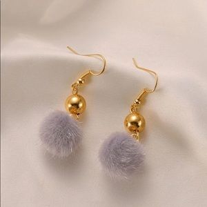 🎀 Cure Round Ball fuzzy Pom Pom Drop Earrings 🎀